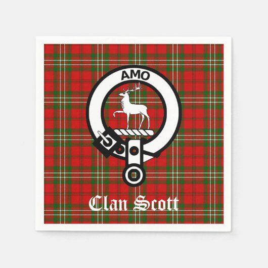 Clan Scott Wappen Abzeichen und Tartan Serviette (Vorderseite)
