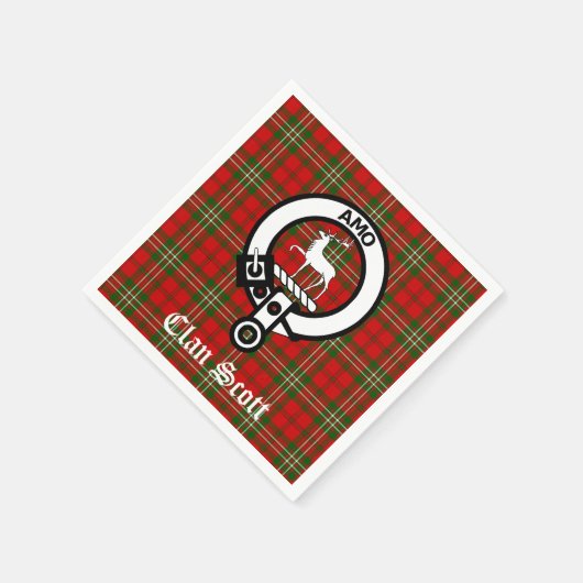 Clan Scott Wappen Abzeichen und Tartan Serviette (Ecke)