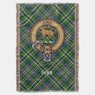 Clan Scott-Wappen auf grünem Tartan Decke
