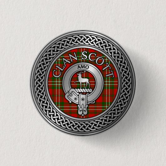 Clan Scott Wappen & Tartan Knot Button (Vorderseite)