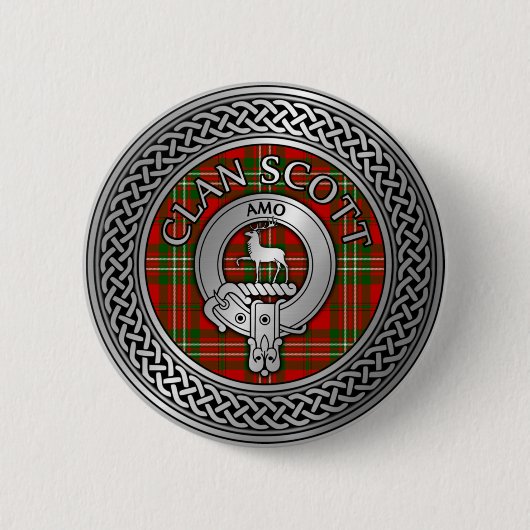 Clan Scott Wappen & Tartan Knot Button (Vorderseite)