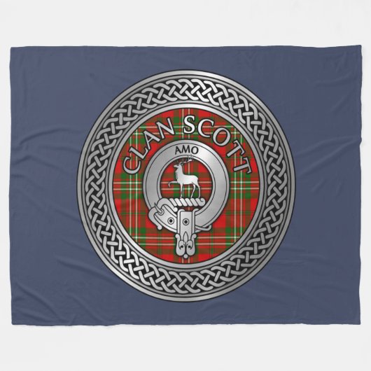 Clan Scott Wappen & Tartan Knot Fleecedecke (Vorderseite (Horizontal))