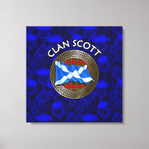 Clan Scott Wappen & Tartan Knot on Thistle