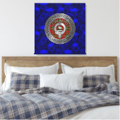 Clan Scott Wappen & Tartan Knot on Thistle Leinwanddruck (Insitu (Schlafzimmer))