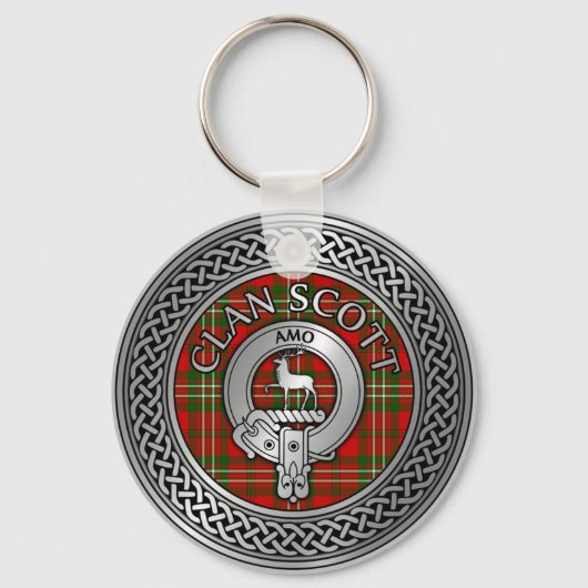 Clan Scott Wappen & Tartan Knot Schlüsselanhänger (Vorderseite)