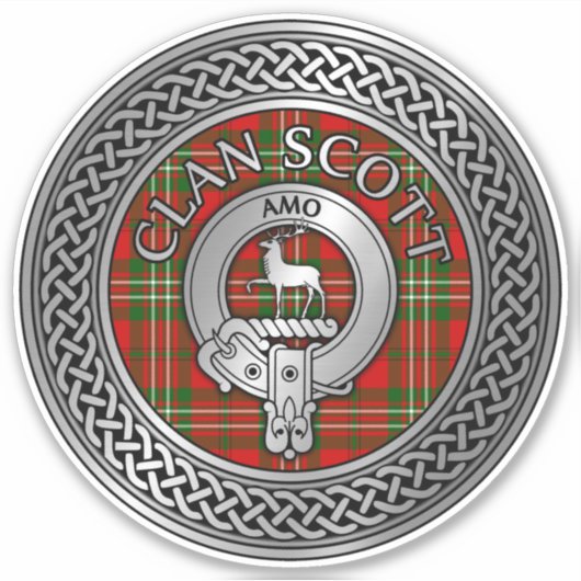 Clan Scott Wappen & Tartan Knot Sticker (Vorderseite)