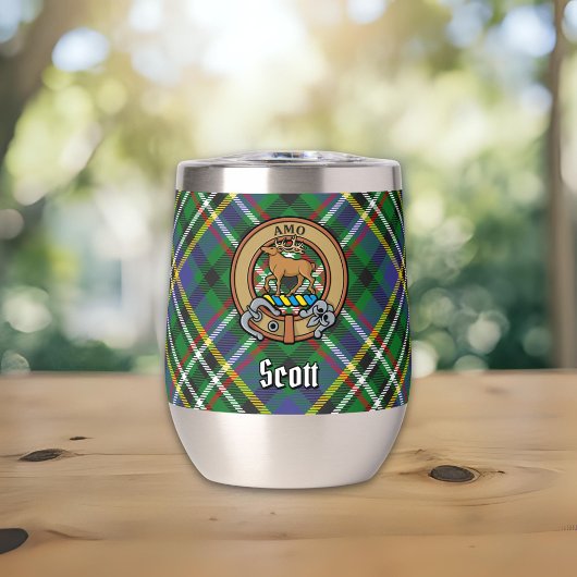 Clan Scott Wappen über Green Tartan