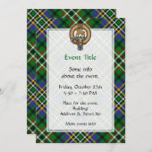 Clan Scott Wappen über Green Tartan Einladung (Vorne/Hinten)