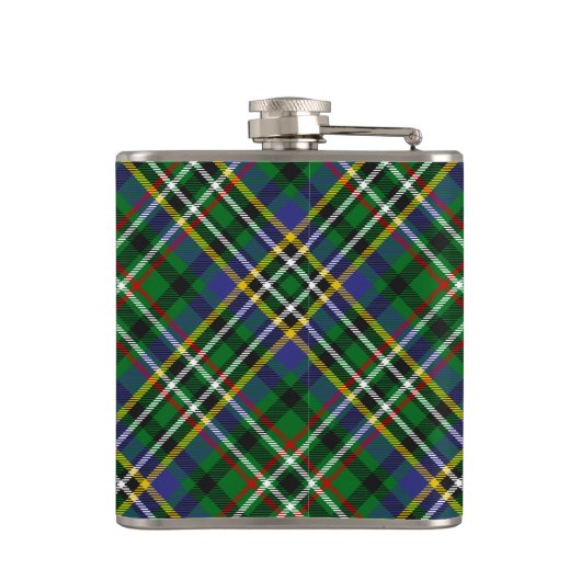 Clan Scott Wappen über Green Tartan Flachmann (Rückseite)