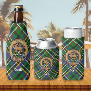 Clan Scott Wappen über Green Tartan Flasche Cooler Flaschenkühler