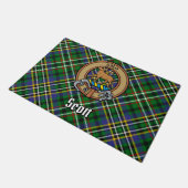 Clan Scott Wappen über Green Tartan Fußmatte (Schrägansicht)