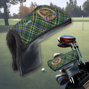 Clan Scott Wappen über Green Tartan Golf Head Cove Headcover
