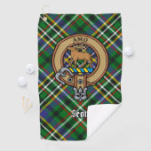 Clan Scott Wappen über Green Tartan Golf Towel Golfhandtuch (Insitu)