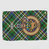 Clan Scott Wappen über Green Tartan Golf Towel Golfhandtuch (Horizontal)