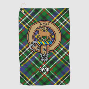 Clan Scott Wappen über Green Tartan Golf Towel Golfhandtuch