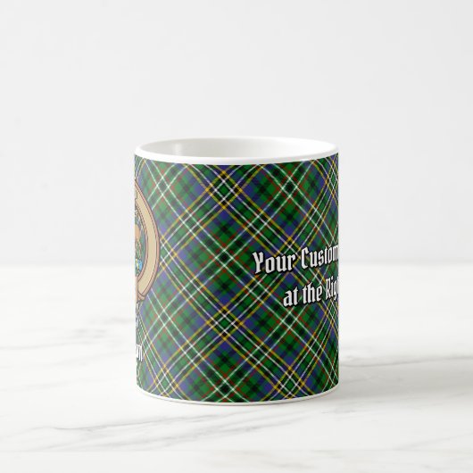 Clan Scott Wappen über Green Tartan Kaffeetasse (Mittel)