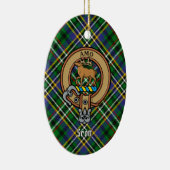 Clan Scott Wappen über Green Tartan Keramik Ornament (Rechts)
