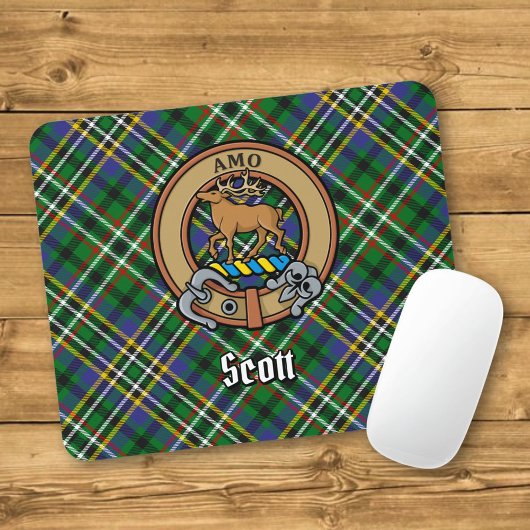 Clan Scott Wappen über Green Tartan Mousepad