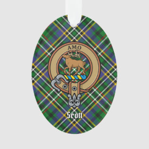 Clan Scott Wappen über Green Tartan Ornament