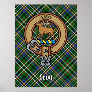 Clan Scott Wappen über Green Tartan Poster