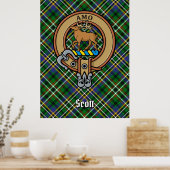 Clan Scott Wappen über Green Tartan Poster (Küche)