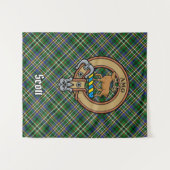 Clan Scott Wappen über Green Tartan Wandteppich (Vorderseite (Horizontal))