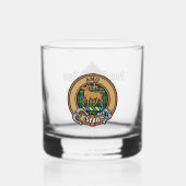 Clan Scott Wappen über Green Tartan Whiskyglas (Vorderseite)