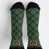 Clan Scott Wappen über grüne Tartan Socken (Oben)