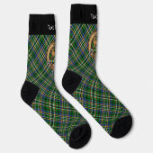 Clan Scott Wappen über grüne Tartan Socken (Rechts)