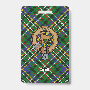 Clan Scott Wappen über grünem Tartan Ausweis