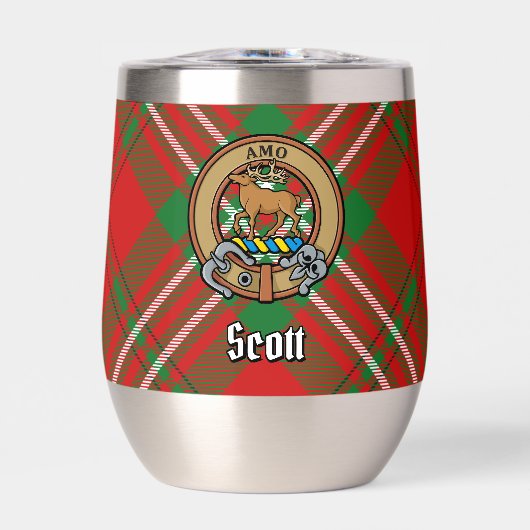 Clan Scott Wappen über Red Tartan (Vorderseite)