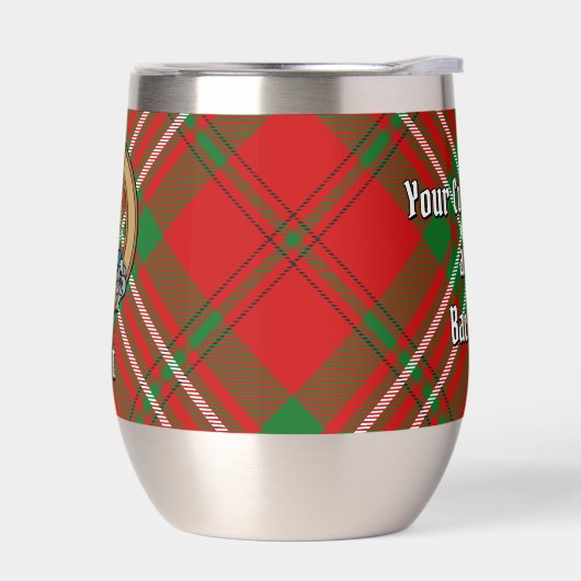 Clan Scott Wappen über Red Tartan (Links)