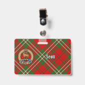 Clan Scott Wappen über Red Tartan Ausweis (Front with Clip)