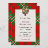 Clan Scott Wappen über Red Tartan Einladung (Vorne/Hinten)