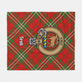 Clan Scott Wappen über Red Tartan Fleecedecke (Vorderseite (Horizontal))