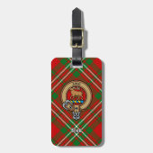 Clan Scott Wappen über Red Tartan Gepäckanhänger (Vorderseite vertikal)