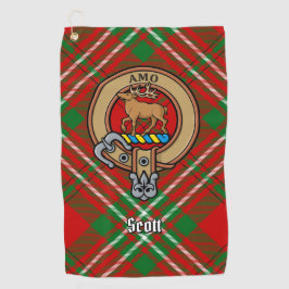 Clan Scott Wappen über Red Tartan Golf Towel Golfhandtuch