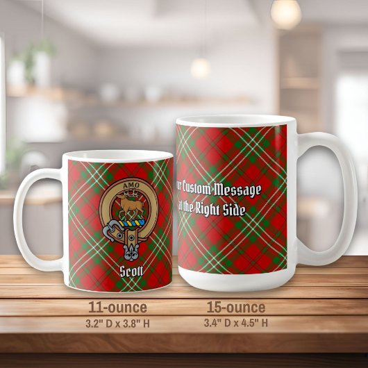 Clan Scott Wappen über Red Tartan Kaffeetasse