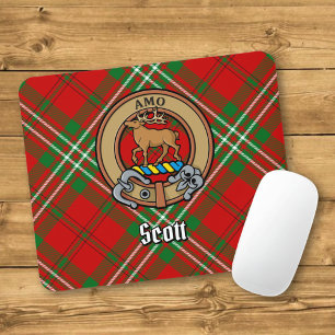 Clan Scott Wappen über Red Tartan Mousepad