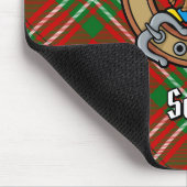 Clan Scott Wappen über Red Tartan Mousepad (Ecke)