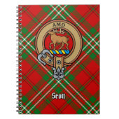 Clan Scott Wappen über Red Tartan Notizblock (Vorderseite)