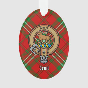 Clan Scott Wappen über Red Tartan Ornament