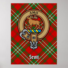 Clan Scott Wappen über Red Tartan Poster