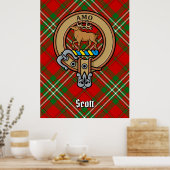 Clan Scott Wappen über Red Tartan Poster (Küche)