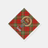 Clan Scott Wappen über Red Tartan Serviette (Ecke)