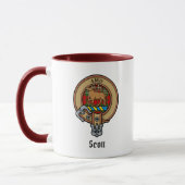 Clan Scott Wappen über Red Tartan Tasse (Links)