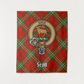 Clan Scott Wappen über Red Tartan Wandteppich (Vorderseite)