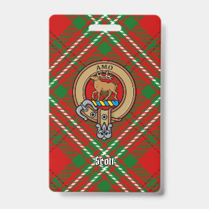 Clan Scott-Wappen über rotem Tartan Ausweis