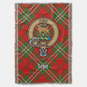 Clan Scott-Wappen über rotem Tartan Decke