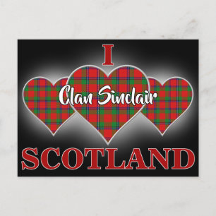 Clan Sinclair I Liebe Schottland Tartan Herz Postkarte